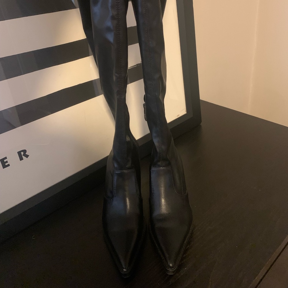 ZARA Thigh High Faux Leather Western Boots- Size 35 US 5. - Picture 8 of 10